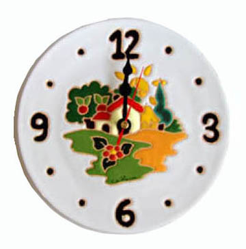 お祝いギフト パエサッジ ラウンド時計 デザイン表札 ウエルカムボード 個性的な引き出物 イタリアの工房でタイルの作製が行います